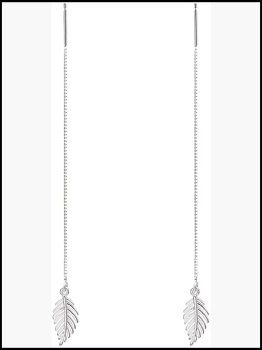 Sterling Silver Leaf Dangle Earrings Chain Drop Earrings Threader Tassel